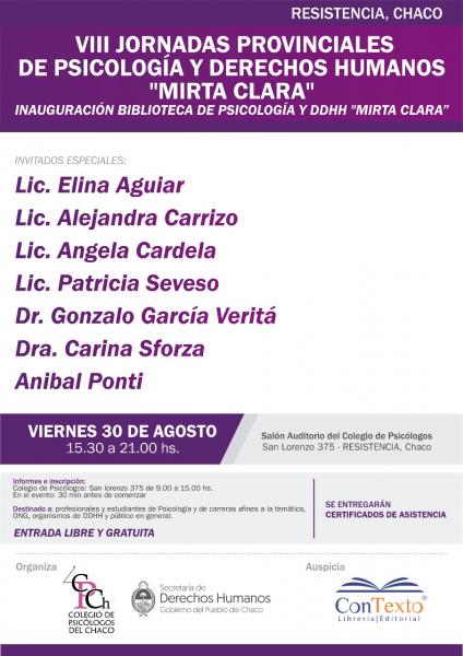 VIII JORNADAS PROVINCIALES DE PSICOLOG A Y DERECHOS HUMANOS MIRTA